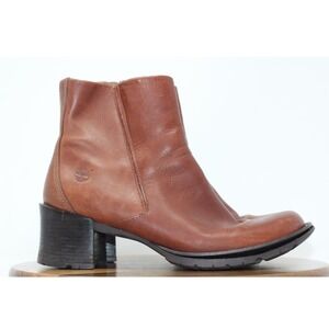 Timberland Alyse Leather Ankle Boots Block Heel‎ Brown Casual Classic Size 10M